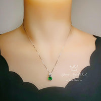 Gorgeous Emerald Necklace - Sterling Silver Solitaire 8mm 2 Ct Round Simple Emerald Jewelry