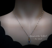 Ametrine Necklace Marquise Cut - White Gold Coated Full Sterling Silver - Large 3 CT Ametrine Pendant Diamond Leaf Navette Style