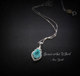 Dainty Teardrop Blue Paraiba Tourmaline Necklace - 18kgp @ sterling silver #064