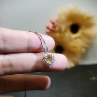 Sterling Silver Citrine Heart Necklace - Super Tiny Minimalist Genuine Natural Citrine Pendant 093