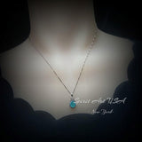 Dainty Teardrop Blue Paraiba Tourmaline Necklace - 18kgp @ sterling silver #064