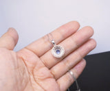 Tanzanite Necklace Sterling Silver - 925 Round Cubic Zirconia Flower of Life Tanzanite Pendant 1027
