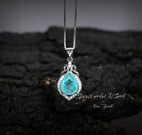 Dainty Teardrop Blue Paraiba Tourmaline Necklace - 18kgp @ sterling silver #064