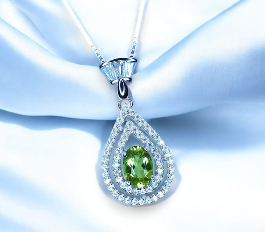 peridot necklace, july birthstone, sterling silver