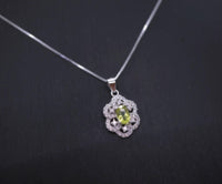 Super Tiny Natural Peridot Necklace Sterling Silver Flower OF Life Green Gemstone August Birthstone Jewelry 1052