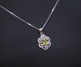 Super Tiny Natural Peridot Necklace Sterling Silver Flower OF Life Green Gemstone August Birthstone Jewelry 1052