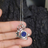 Lapis Lazuli Necklace - Butterfly Jewelry - Natural Genuine Blue Lapis Lazuli - Full 925 Sterilng Silver Butterfly Pendant 1019