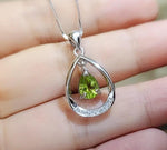 Natural Peridot Necklace, Sterling Silver Genuine Teardrop Green Peridot Pendant, 925 Silver Box Chain Dangle Peridot Jewelry 1036
