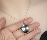 Genuine Freshwater Pearl Necklace - Sterling Silver Blue Lotus Flower Necklace 1105