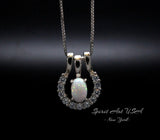 Opal Necklace - Tiny Horse shoe Pendant - 18KGP @ Sterling Silver - Mini Small Opal Jewelry Pendant horseshoe jewelry #186