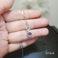 Round Mystic Topaz Necklace Sterling Silver 2 ct Round Sim Gemstone Rainbow Pendant 18k White Gold Coated Solitaire Halo Minimalist 094