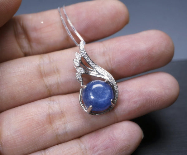Kyanite Necklace Full 925 Sterling Silver Peacock Phoenix Pendant