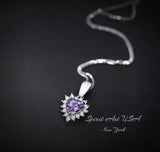 Amethyst Necklace -Tiny Purple Heart Pendant 925 Sterling Silver - Princess Style Minimalist Amethyst Jewelry, February Birthstone 012