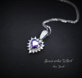 Amethyst Necklace -Tiny Purple Heart Pendant 925 Sterling Silver - Princess Style Minimalist Amethyst Jewelry, February Birthstone 012