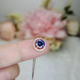 Tiny Tanzanite Rose Gold Sterling Silver Choker Round December Birthstone Necklace Little Tanzanite Choker Jewelry 068