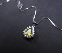 Genuine Peridot Necklace, Sterling Silver Natural Green Peridot Pendant, 925 Silver Box Chain Teardrop Peridot Princess Diana Style #351