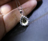Genuine Peridot Necklace, Sterling Silver Natural Green Peridot Pendant, 925 Silver Box Chain Teardrop Peridot Princess Diana Style #351