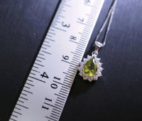 Genuine Peridot Necklace, Sterling Silver Natural Green Peridot Pendant, 925 Silver Box Chain Teardrop Peridot Princess Diana Style #351