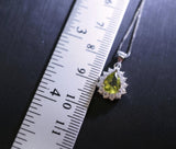 Genuine Peridot Necklace, Sterling Silver Natural Green Peridot Pendant, 925 Silver Box Chain Teardrop Peridot Princess Diana Style #351
