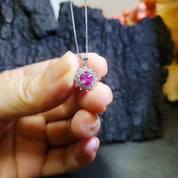 Minimalist Pink Tourmaline Necklace - 18KGP @ Sterling Silver - Sunflower Princess Diana Style - Tiny Pink Tourmaline Pendant 018
