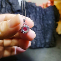 Minimalist Pink Tourmaline Necklace - 18KGP @ Sterling Silver - Sunflower Princess Diana Style - Tiny Pink Tourmaline Pendant 018