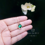 Teardrop Emerald Necklace - Rose Gold coated 925 Sterling Silver Pear Emerald Pendant - Delicate May Birthstone Green Emerald Gemstone #360