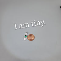 Tiny Emerald Teardrop Necklace Sterling Silver Butterfly Necklace 0.6 Ct Sim Gemstone White gold coated May Birthstone #385