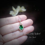 Dainty Emerald Necklace - Rose Gold coated Sterling Silver - Lab Created Green Emerald Pendant - May Birthstone #187