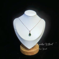 Dainty Emerald Necklace - Rose Gold coated Sterling Silver - Lab Created Green Emerald Pendant - May Birthstone #187