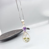 Sterling Silver Citrine Amethyst Necklace - Moonstone Necklace