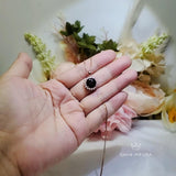 Black Onyx Necklace Rose Gold Coated Sterling Silver made, Black Gemstone Pendant Sunflower Princess Diana Style Root Chakra Healing 236