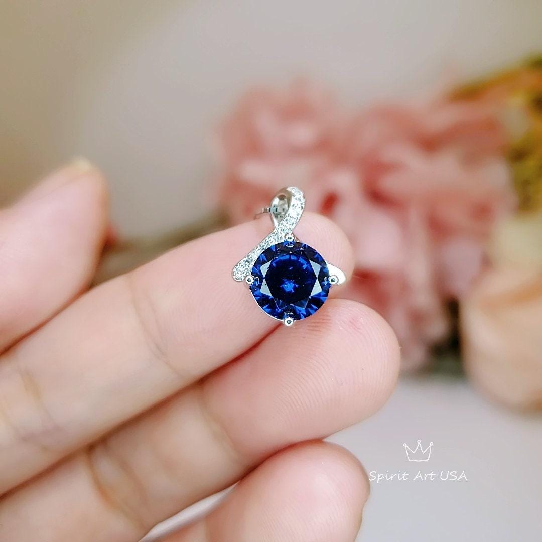 Tiny Blue Sapphire Necklace Gemstone 2CT Bowknot Blue Sapphire Pendant -Sterling Silver Infinite Minimalist Blue Sapphire Jewelry #170
