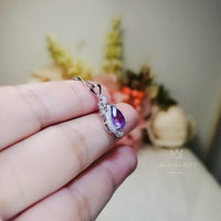 Natural Teardrop Amethyst Necklace - Sterling Silver Tiny Crown Chakra Healing - Purple Gemstone Jewelry February Birthstone #371