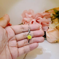 2 CT Round Yellow Diamond Necklace Sterling Silver Swirl Bow Infinity Yellow Gemstone Pendant White Gold coated Luxury Bridal Jewelry 1091