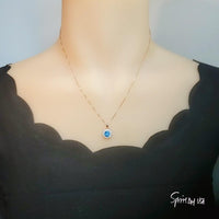 Tiny Rose Gold Blue Sapphire Necklace - Gemstone Sterling Silver - Sunflower 6mm 0.85 CT Blue Gemstone September Birthstone 027