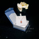 Sunstone Necklace - Tangerine Sapphire Jewelry- Oval Halo Orange Spessartite Garnet Pendant - 18KGP @ Sterling Silver #146