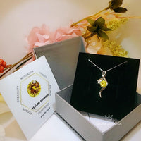 2 CT Round Yellow Diamond Necklace Sterling Silver Swirl Bow Infinity Yellow Gemstone Pendant White Gold coated Luxury Bridal Jewelry 1091