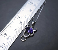 Natural Amethyst Necklace Sterling Silver 1.5 CT Sim Diamond 14k White Gold Coated Buffalo Bull Ox Purple Pendant February Birthstone 1020