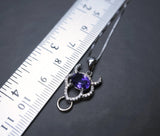 Natural Amethyst Necklace Sterling Silver 1.5 CT Sim Diamond 14k White Gold Coated Buffalo Bull Ox Purple Pendant February Birthstone 1020