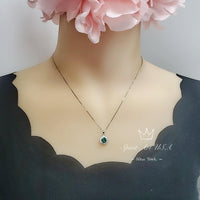 Tiny Green Emerald Necklace Sterling Silver Gemstone Sunflower 0.85 CT Minimalist 036