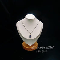 Tanzanite Necklace - Life Spiral Pendant - 1.5 CT Lab Created Blue Tanzanite Jewelry - Spiritual Diamond Flower 18KGP @ Sterling Silver #644