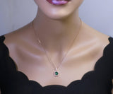 2 CT Emerald Necklace - Gemstone Square Halo Rose Gold plated Sterling Silver round cut emerald pendant #141