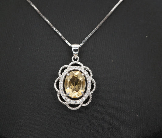 Natural Citrine Necklace Sterling Silver - Flower Of Life Genuine Citrine Pendant - November Birthstone Citrine Jewelry #475