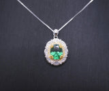 Emerald Necklace - 18KGP @ Sterling Silver - Gemstone Flower Emerald Pendant - May Birthstone Green Jewelry #622