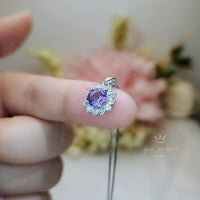 Genuine Amethyst Necklace - Tiny Princess Diana Style Natural Amethyst Yoga Zen Simple Solitaire February birthstone Jewelry 1108
