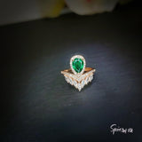 Teardrop Emerald Crown Ring Adjustable Rose Gold Sterling Silver Royal Green Gemstone Solitaire Statement Mult-stone Promise J Ring 1056
