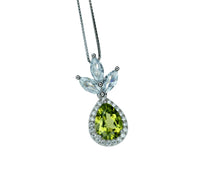 Genuine Peridot Necklace - Natural Green Peridot Pendant - 18KGP @ Sterling Silver - August Birthstone - Three Petal Gemstone Jewelry #465