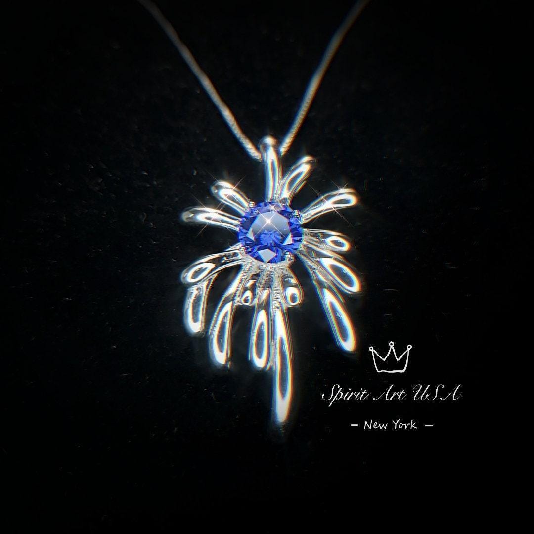 Firework Blue Tanzanite Necklace - Tanzanite Pendant - 18KGP @ Sterling Silver - December Birthstone - Firework Pendant #703