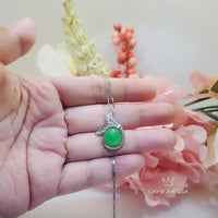 Green Jade Necklace Gemstone Mermaid Pendant White Gold plated Sterling Silver Fish Tail Natural Genuine Green Jade Jewelry #963