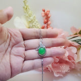 Green Jade Necklace Gemstone Mermaid Pendant White Gold plated Sterling Silver Fish Tail Natural Genuine Green Jade Jewelry #963
